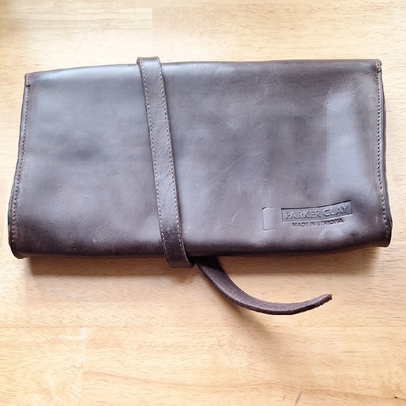 Parker Clay Dark Brown Leather Clutch- Never Used - Picture 1 of 6